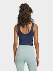 adidas Blue 3-Stripe Studio All Me Low Support Sports Vest - Image 2 of 6