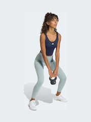 adidas Blue 3-Stripe Studio All Me Low Support Sports Vest - Image 3 of 6