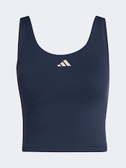 adidas Blue 3-Stripe Studio All Me Low Support Sports Vest - Image 6 of 6