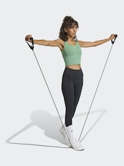 adidas Green 3-Stripe Studio All Me Low Support Sports Vest - Image 3 of 6