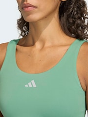 adidas Green 3-Stripe Studio All Me Low Support Sports Vest - Image 4 of 6