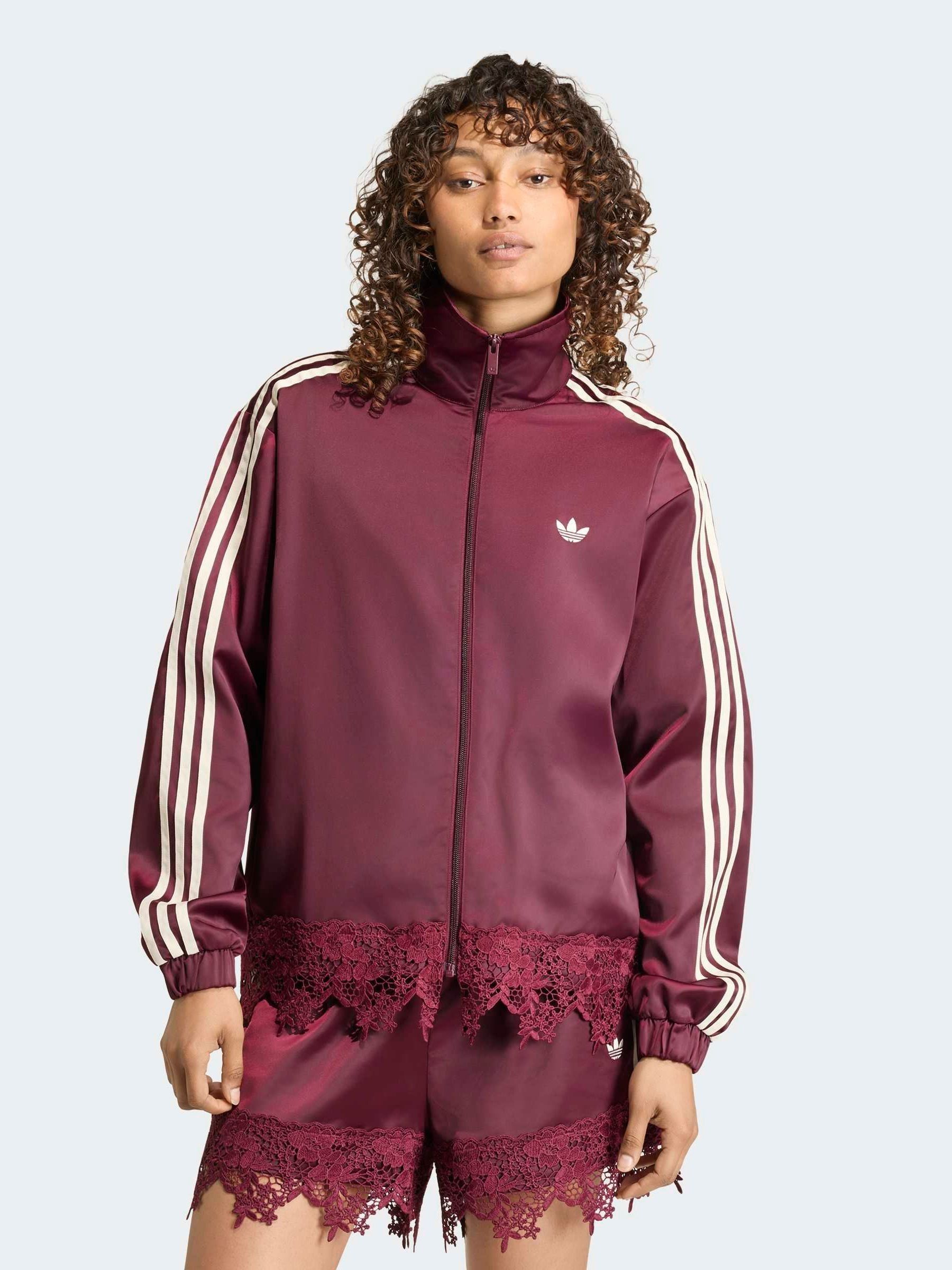 トップス S Track Jersey Jacket Lace Buy adidas Originals Maroon Red Firebird Satin Lace Trim Track Top
