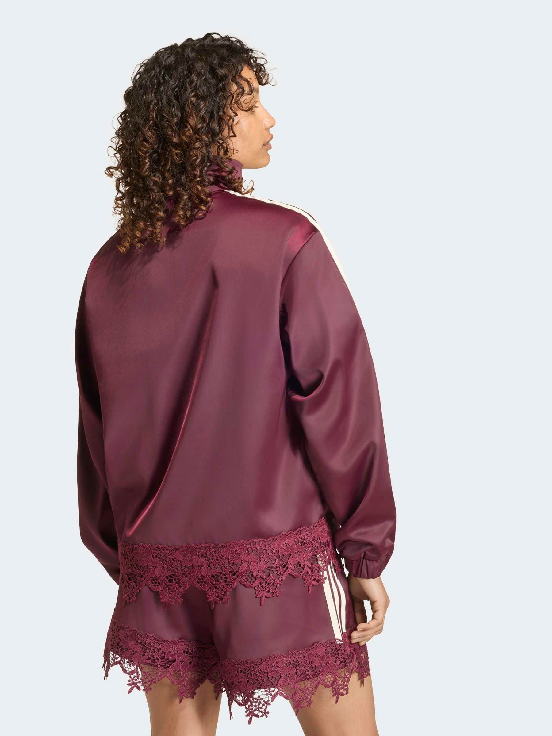 Buy adidas Originals Maroon Red Firebird Satin Lace Trim Track Top