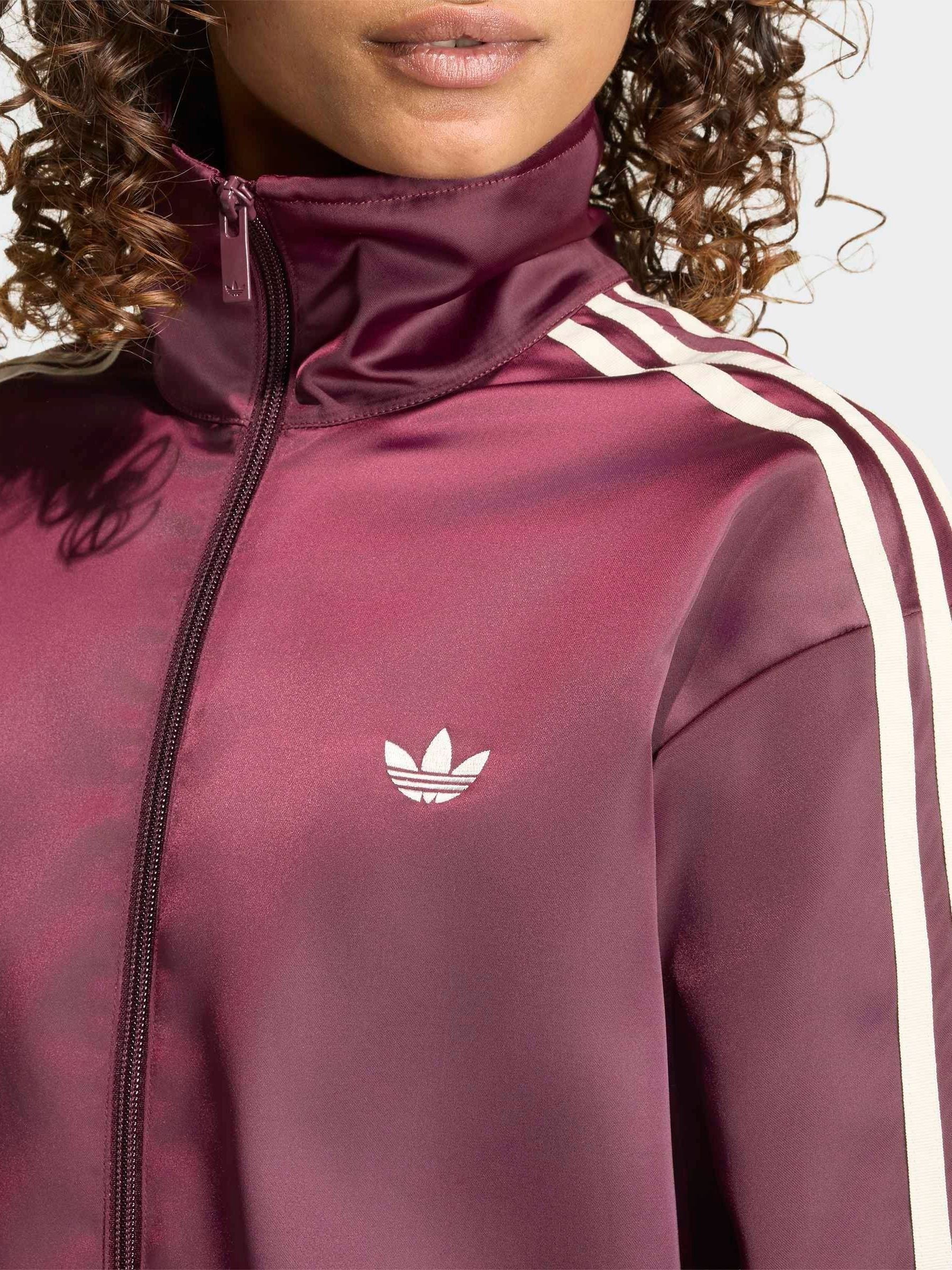 Buy adidas Originals Maroon Red Firebird Satin Lace Trim Track Top