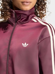 adidas Originals Maroon Red Firebird Satin Lace Trim Track Top Jacket - Image 4 of 5