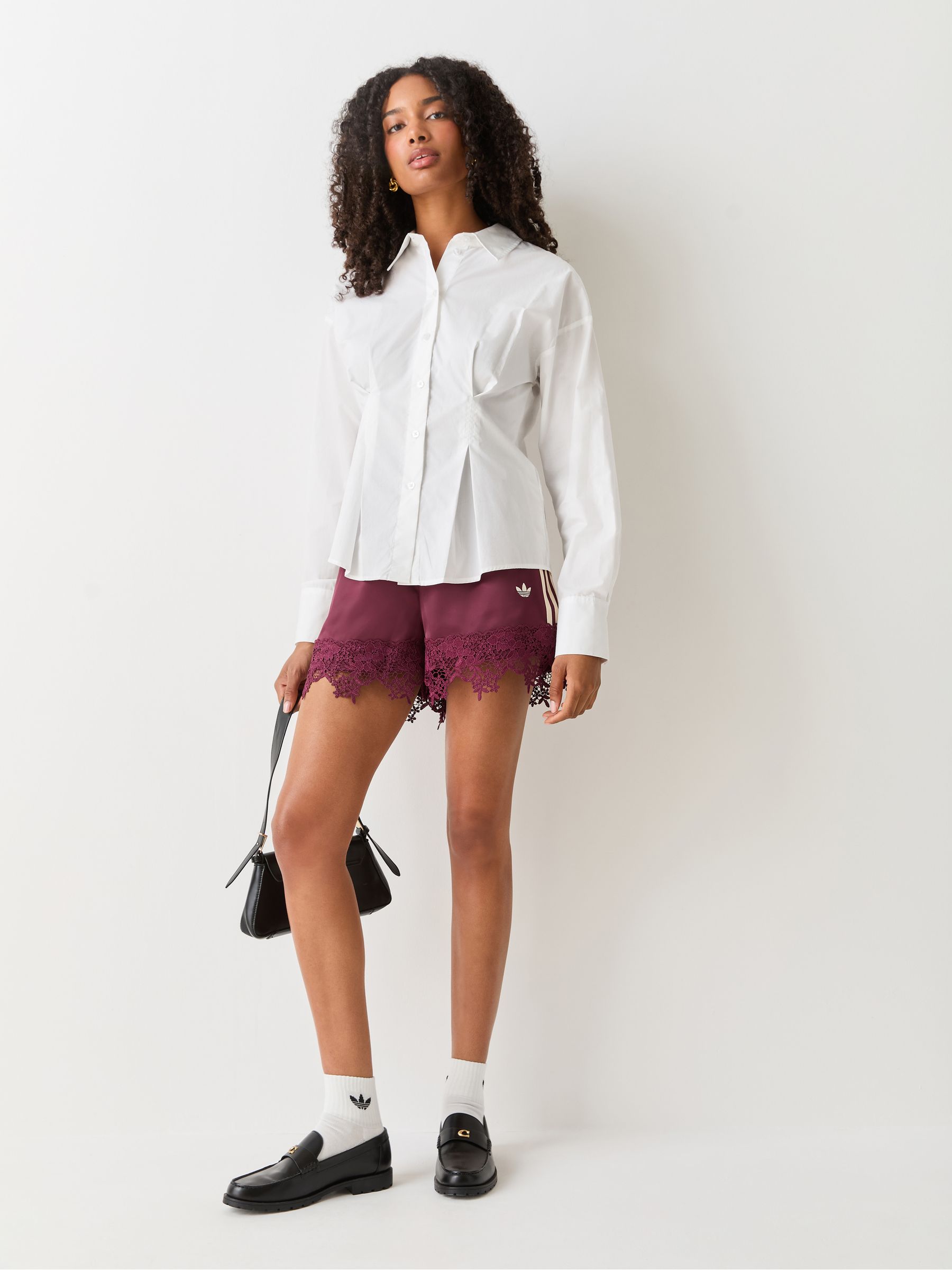 Buy adidas Originals Maroon Red Firebird Satin Lace Trim Shorts