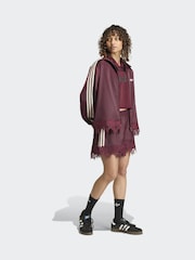 adidas Originals Maroon Red Firebird Satin Lace Trim Shorts - Image 3 of 6