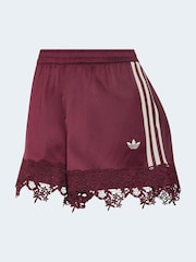 adidas Originals Maroon Red Firebird Satin Lace Trim Shorts - Image 6 of 6