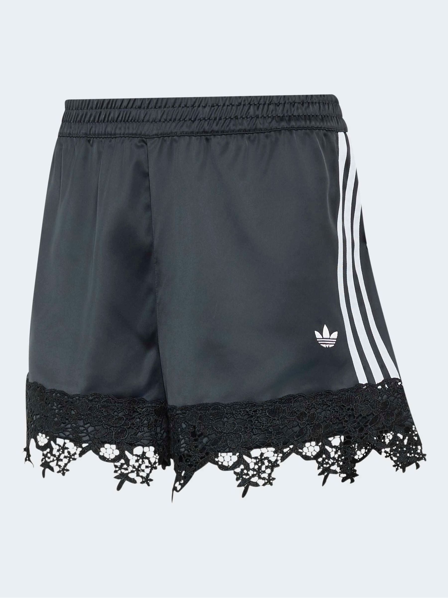 Buy adidas Originals Black Firebird Satin Lace Trim Shorts from