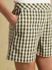 Joules Green Gingham Tailored Shorts - Image 3 of 7