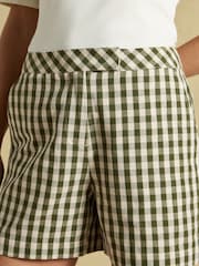 Joules Green Gingham Tailored Shorts - Image 5 of 7