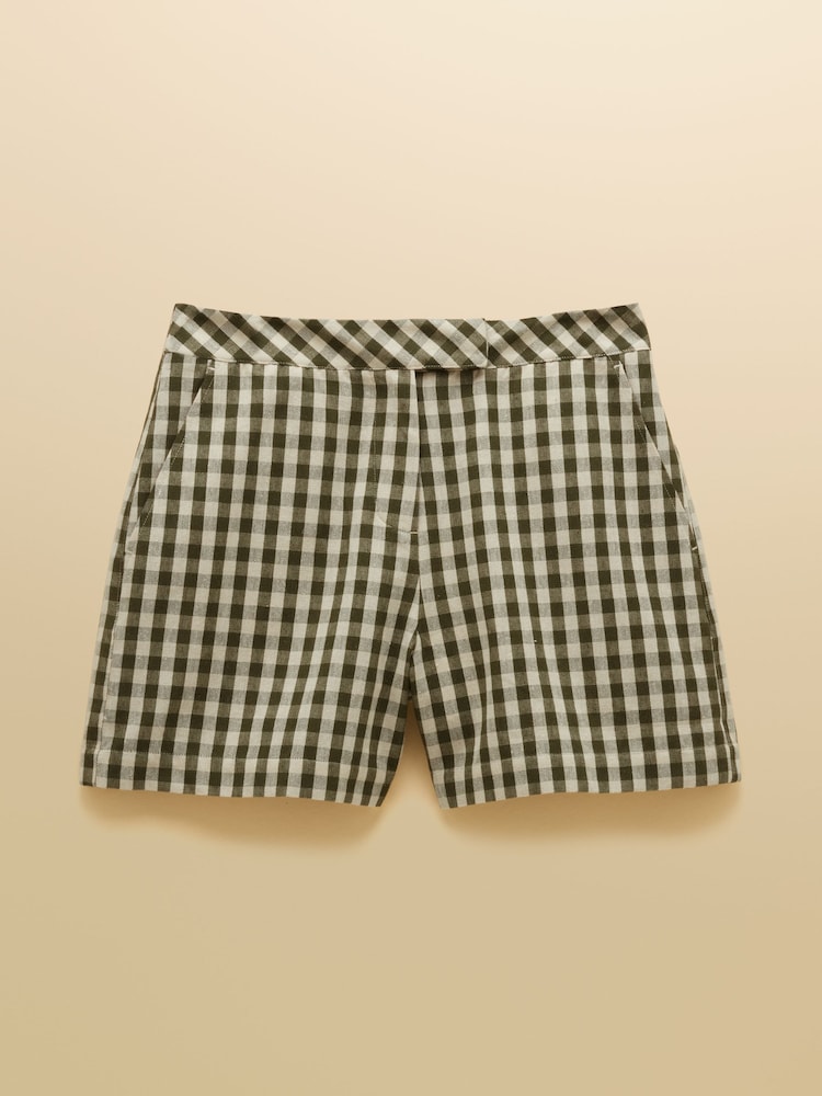 Joules Green Gingham Tailored Shorts - Image 7 of 7 Joules Green Gingham Tailored Shorts - Image 7 of 7