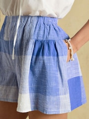 Joules Eva Blue Check Pull On Cotton Short - Image 4 of 8