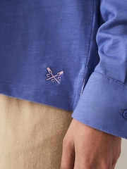 Crew Clothing Company Blue Blue Flip Collar Slub Top - Image 4 of 5