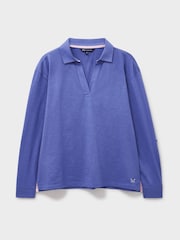 Crew Clothing Company Blue Blue Flip Collar Slub Top - Image 5 of 5