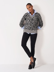 Crew Clothing Grey Crew Leopard Jumper - Image 4 of 6