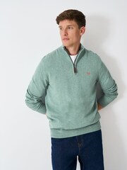 Crew Clothing Green Classic Half Zip Jumper - Image 1 of 5