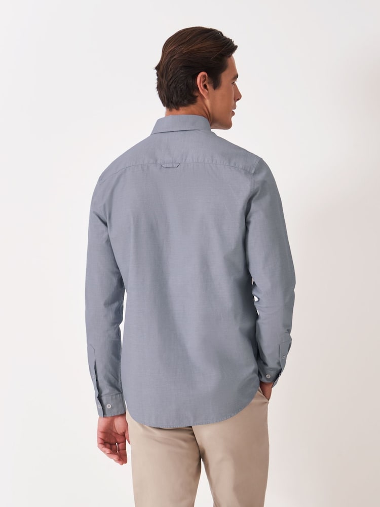 Crew Clothing Blue Puppytooth Oxford Shirt - Image 2 of 5 Crew Clothing Blue Puppytooth Oxford Shirt - Image 2 of 5
