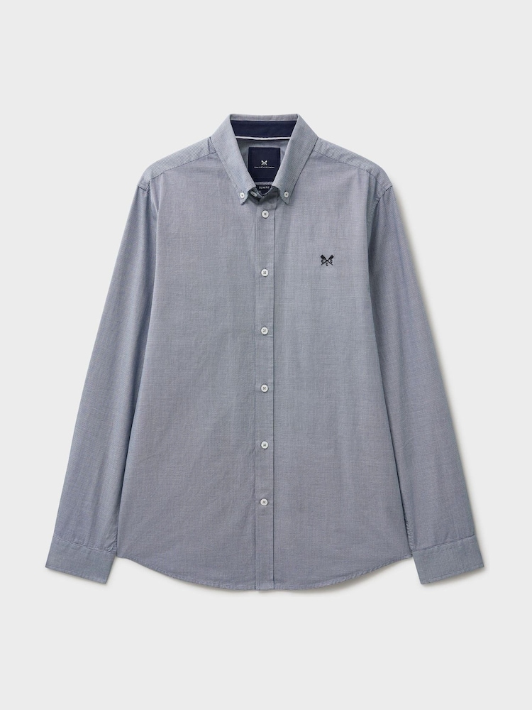 Crew Clothing Blue Puppytooth Oxford Shirt - Image 5 of 5