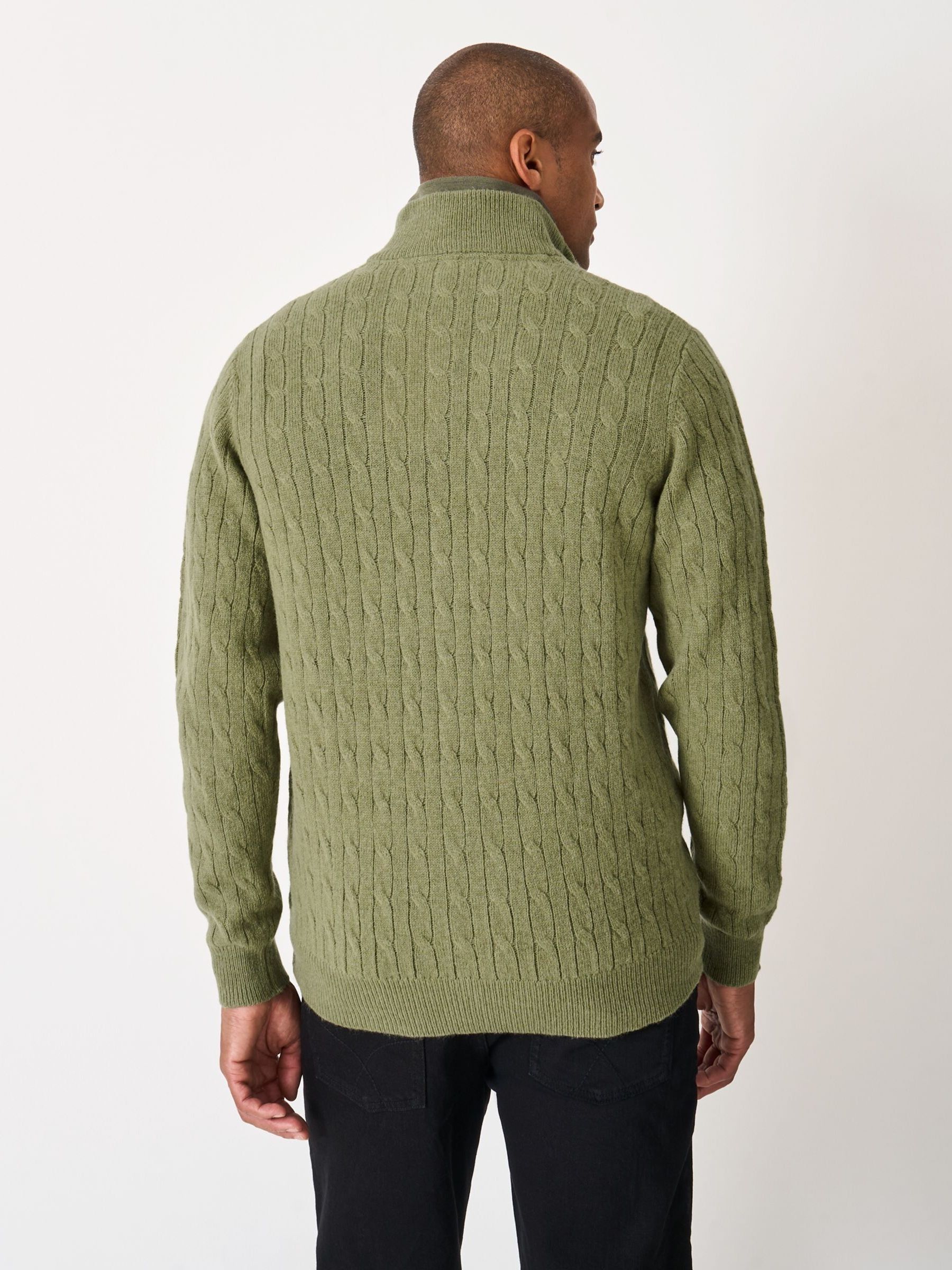 Buy Crew Clothing Green Wool Blend Cable Half Zip Sweater from