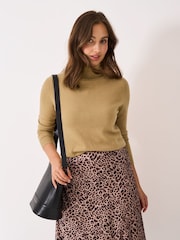 Crew Clothing Brown Merino Wool Libby Roll Neck Jumper - Image 1 of 5