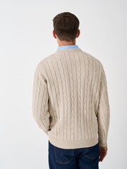 Crew Clothing Natural Oarsman Cable Crew Jumper - Image 2 of 5