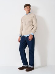 Crew Clothing Natural Oarsman Cable Crew Jumper - Image 3 of 5