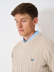 Crew Clothing Natural Oarsman Cable Crew Jumper - Image 4 of 5