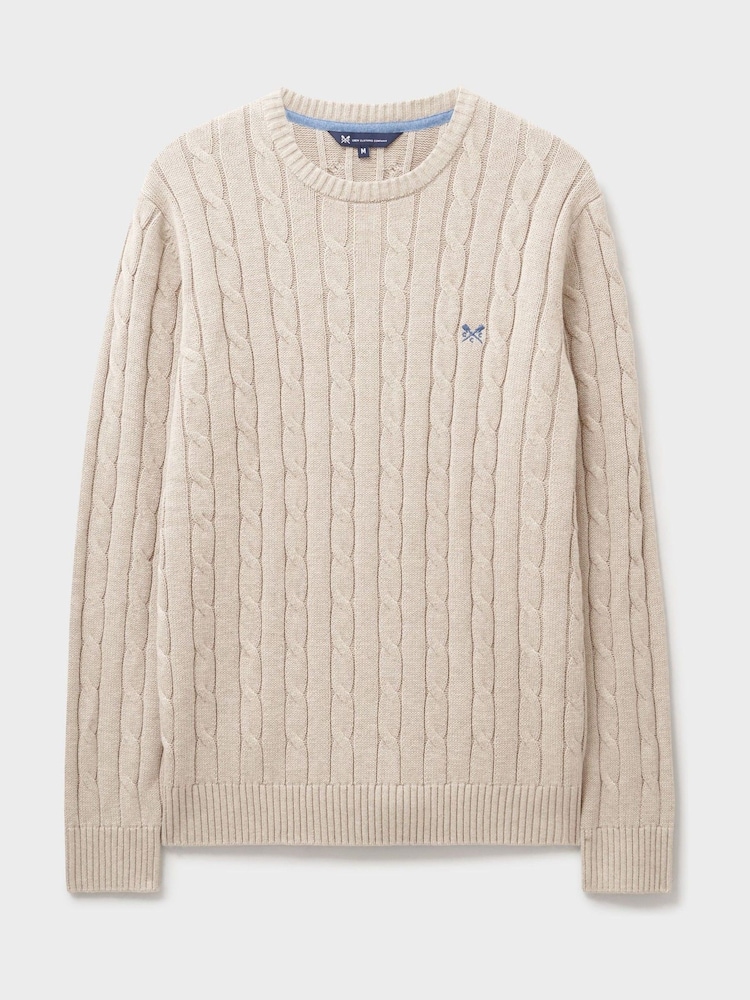 Crew Clothing Natural Oarsman Cable Crew Jumper - Image 5 of 5 Crew Clothing Natural Oarsman Cable Crew Jumper - Image 5 of 5