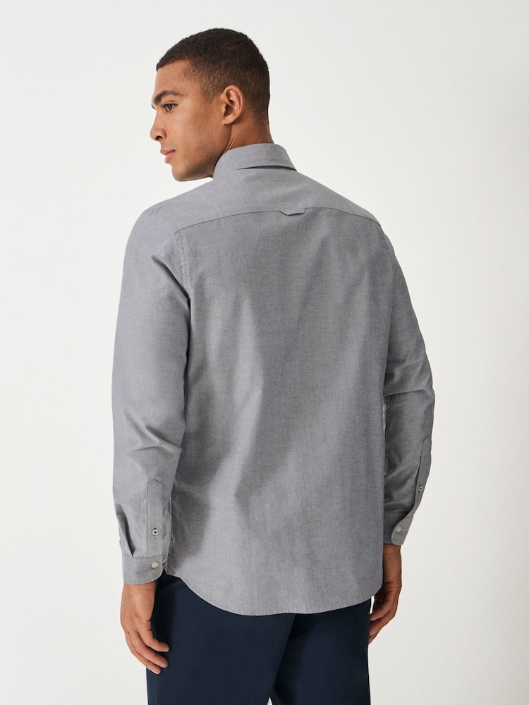Crew Clothing Grey Classic Fit Crew Oxford Shirt - Image 2 of 5 Crew Clothing Grey Classic Fit Crew Oxford Shirt - Image 2 of 5