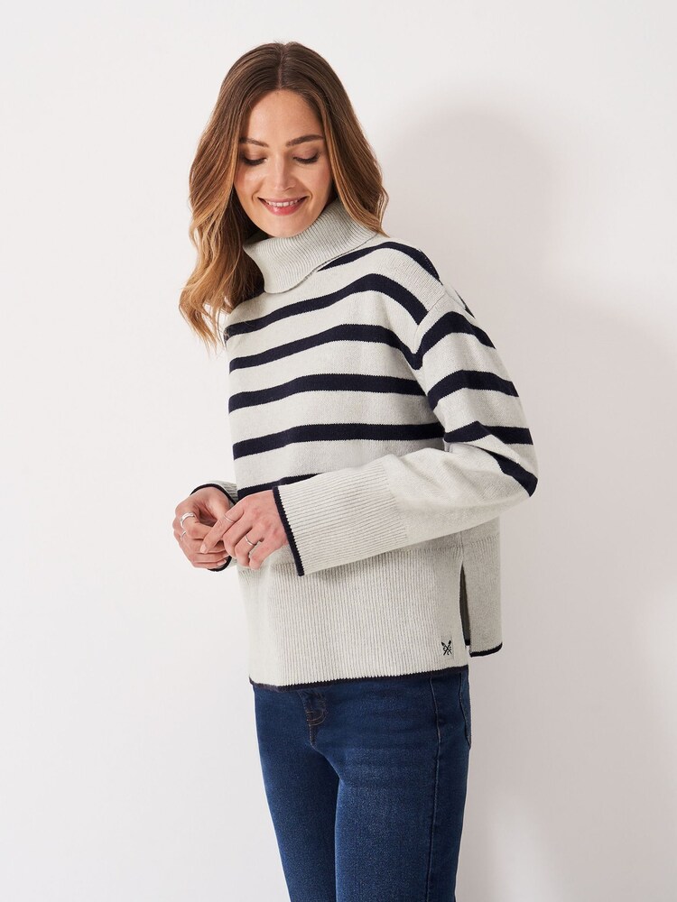Crew Clothing Grey Harmony Saddle Funnel Neck Jumper - Image 1 of 5