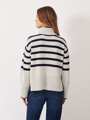 Crew Clothing Grey Harmony Saddle Funnel Neck Jumper - Image 2 of 5