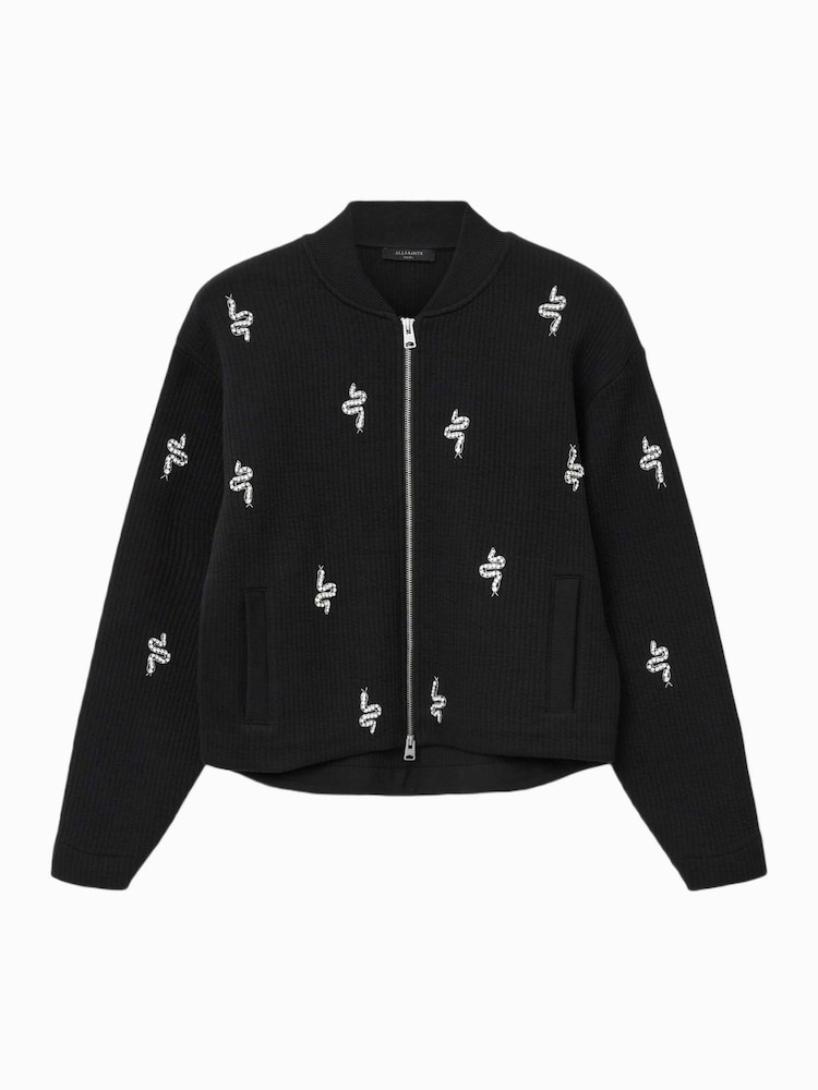 AllSaints Black Rhea Bea Bomber Jacket - Image 7 of 7