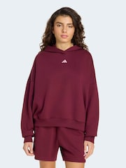 Burgunderrot - adidas 3-Stripe Studio Fleece Hoodie - Bild 1 von 6