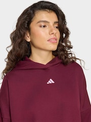 Burgunderrot - adidas 3-Stripe Studio Fleece Hoodie - Bild 4 von 6