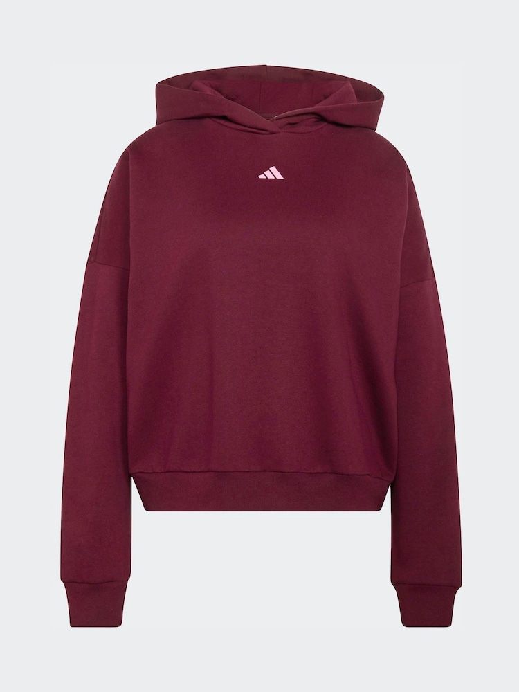 Burgunderrot - adidas 3-Stripe Studio Fleece Hoodie - Bild 6 von 6