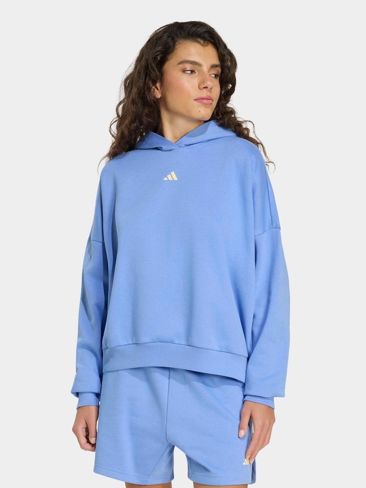 Blau - adidas 3-Stripe Studio Fleece Hoodie - Bild 1 von 6