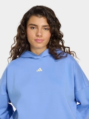 Blau - adidas 3-Stripe Studio Fleece Hoodie - Bild 4 von 6