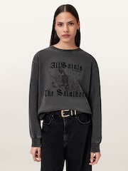 AllSaints Black Novus Pippa Sweatshirt - Image 1 of 7
