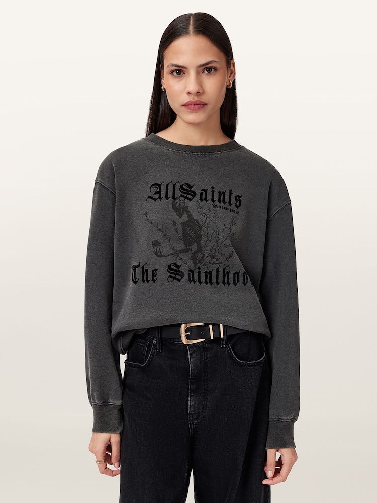 AllSaints Black Novus Pippa Sweatshirt - Image 1 of 7
