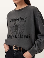AllSaints Black Novus Pippa Sweatshirt - Image 2 of 7