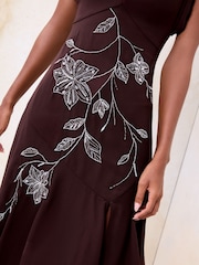 Lipsy Navy Polka Dot Square Neck Ruched Midi Dress - Image 5 of 5