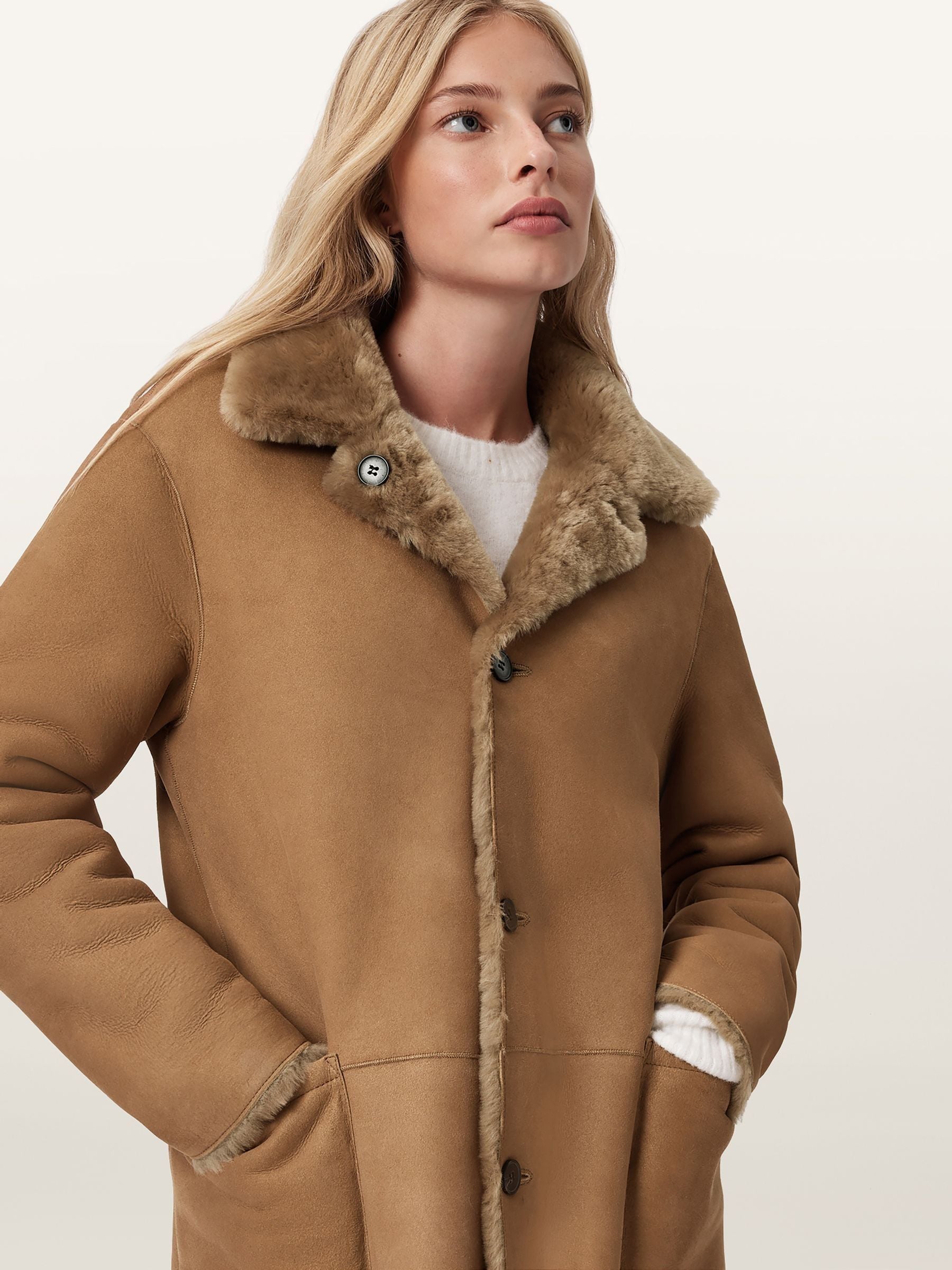 Buy AllSaints Brown Serra Reversible Shearling Coat from Next USA