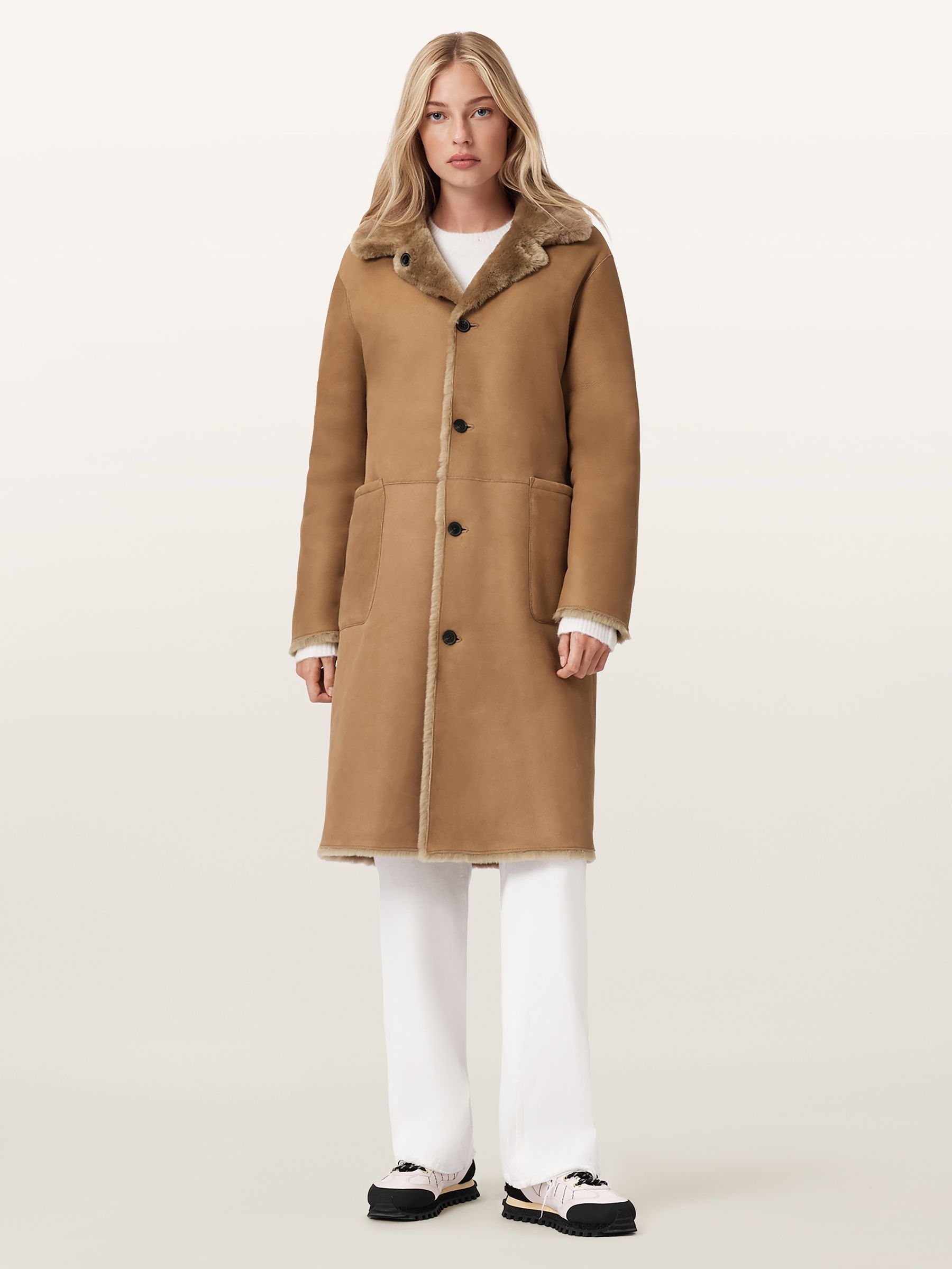 Buy AllSaints Brown Serra Reversible Shearling Coat from Next USA