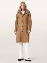 AllSaints Brown Serra Shearling Coat - Image 4 of 9