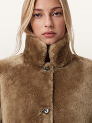 AllSaints Brown Serra Shearling Coat - Image 5 of 9