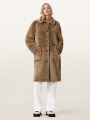 AllSaints Brown Serra Shearling Coat - Image 6 of 9