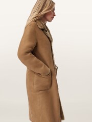 AllSaints Brown Serra Shearling Coat - Image 7 of 9