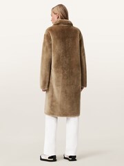 AllSaints Brown Serra Shearling Coat - Image 8 of 9