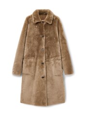 AllSaints Brown Serra Shearling Coat - Image 9 of 9